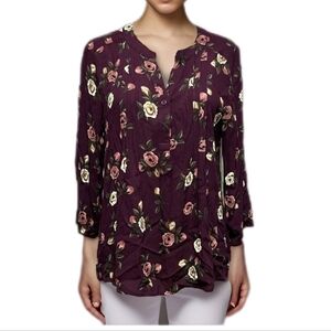 Monday Fun Stitch Fix Purple Floral Women's Blouse Size Small